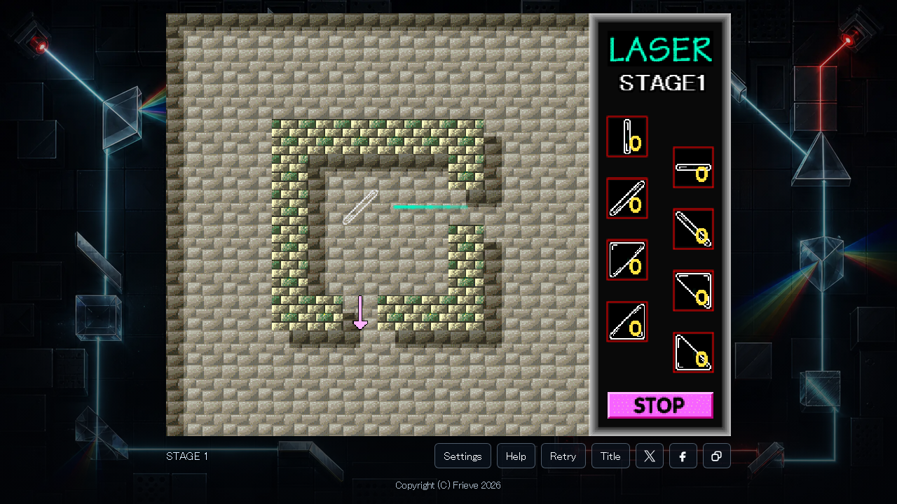 LASER Classic gameplay screen showing a reflected laser path